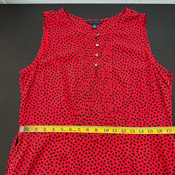 Tommy Hilfiger Red Polka Dot Button Placket Pintuck Tank Dress Size Large - Picture 10 of 11